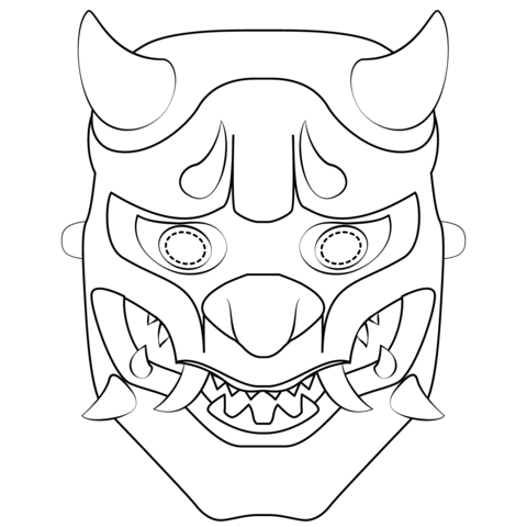 Oni Mask Coloring Page